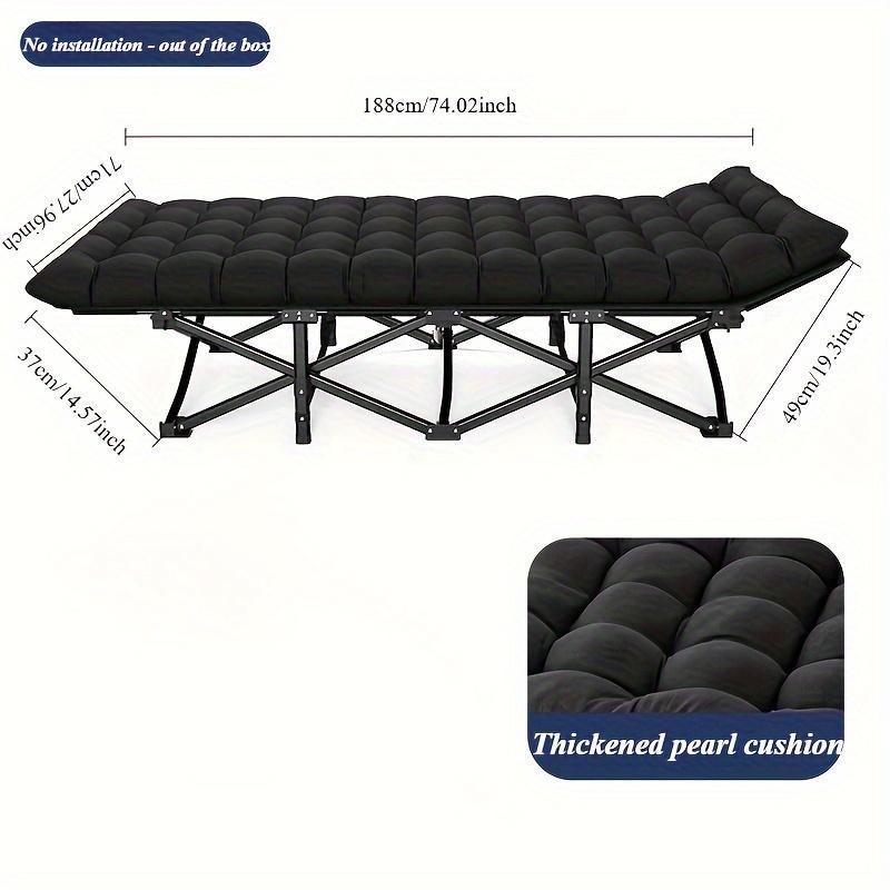 Black Heavy-duty Foldable Camping Bed With A Storage Bag