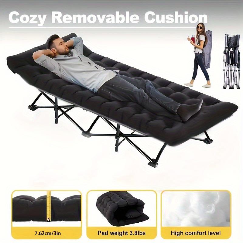 Black Heavy-duty Foldable Camping Bed With A Storage Bag