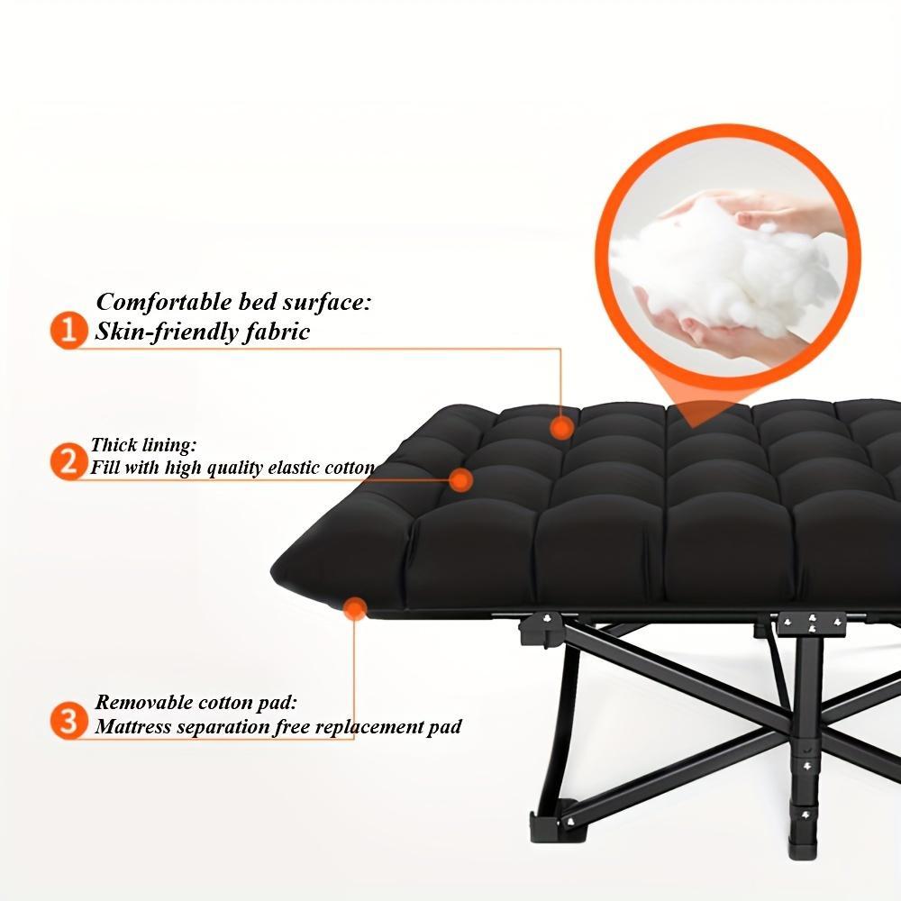 Black Heavy-duty Foldable Camping Bed With A Storage Bag
